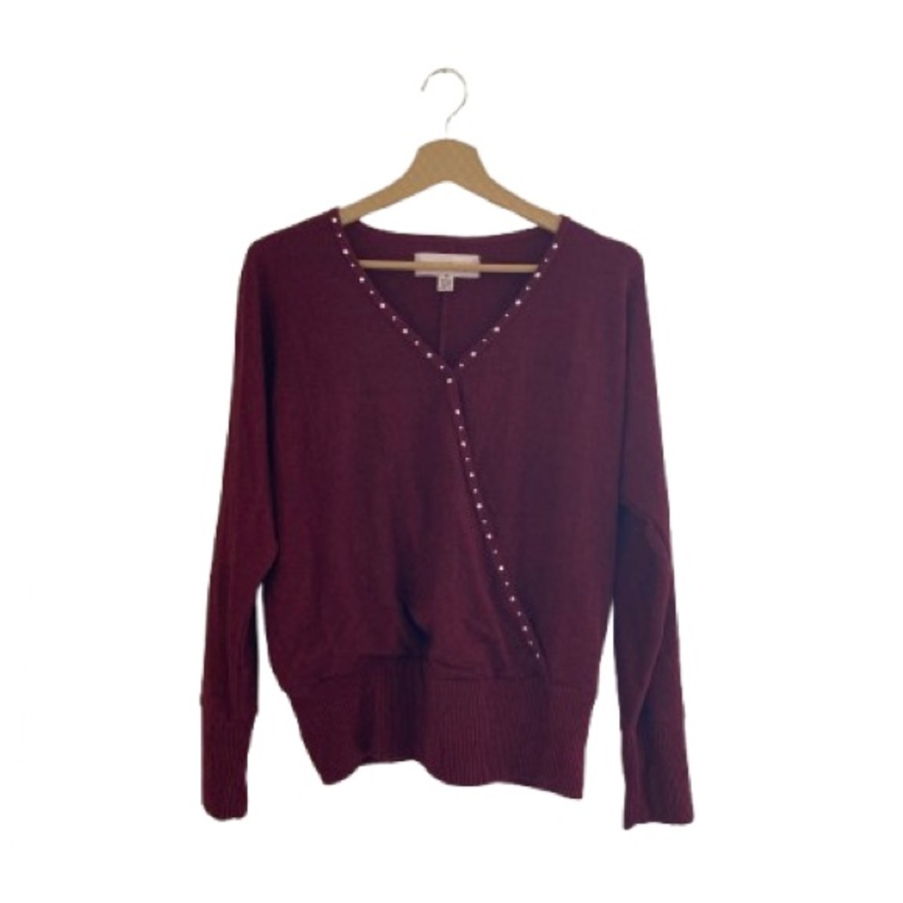 French Laundry Deep Red V-Neck Sweater
